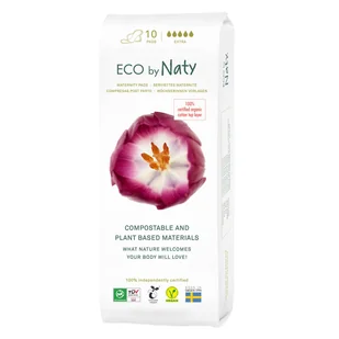 Eco by Naty, ekologiczne podpaski poporodowe, kompostowalne, Extra, 10 sztuk - Higiena osób starszych i niepełnosprawnych - miniaturka - grafika 1