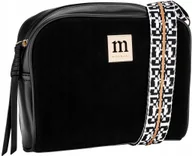 Torebki damskie - Torebka LISTONOSZKA MONNARI Czarna ZAMSZ PASEK BOHO Z REGULACJ�� - miniaturka - grafika 1