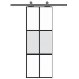 Drzwi przesuwne, czarne, 76x205 cm, szkło hartowane, aluminium 8721012120440 - Drzwi wewnętrzne - miniaturka - grafika 4