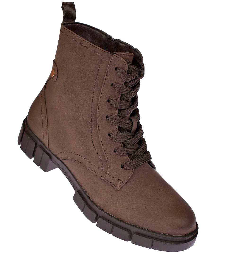 Botki wysokie damskie B-3-1347 brązowe matowe – glany, trapery ocieplane rozmiar: 41