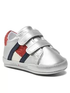 Buty dla dziewczynek - Tommy Hilfiger Półbuty Velcro Shoe Silver T0A4-32110-1070 Srebrny - miniaturka - grafika 1