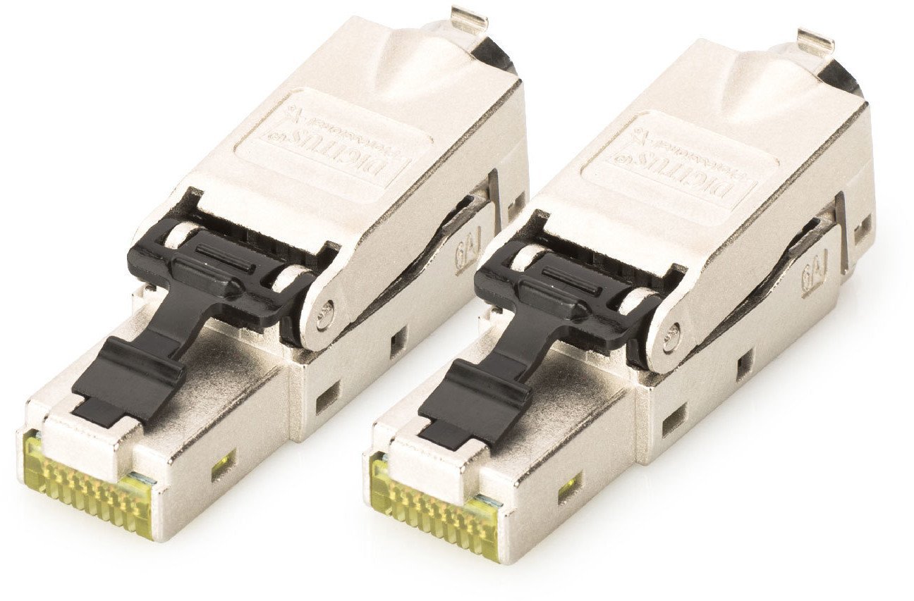 Digitus CAT 6A Field Termination Plug, STP with dust cap, bend relief - 2 pcs., RJ-45, Silver, Male, Straight, Zinc, Cat6a DN-93631-2