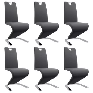 vidaXL Krzesła o zygzakowatej formie, 6 szt., szare, sztuczna skóra - Krzesła - miniaturka - grafika 1
