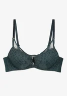 Biustonosze - Ciemnozielony Biustonosz Koronkowy z Efektem Push-Up Donantia - miniaturka - grafika 1