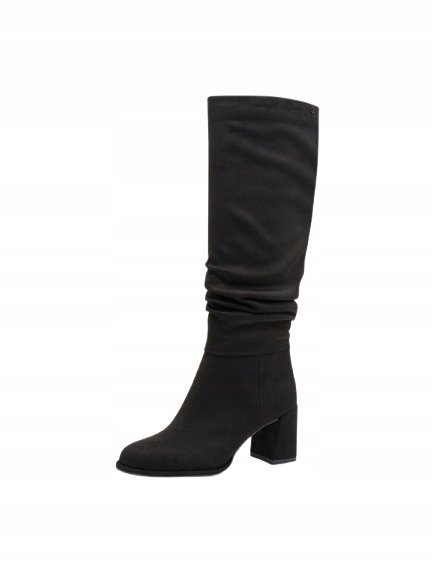 TAMARIS CZARNE KOZAKI ZAMSZOWE NA SŁUPKU WYSOKIE 40 J0A