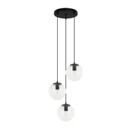 Lampy sufitowe - Lampa wisząca, przezroczyste klosze PND-58867-3S-BK z serii SARPO  - miniaturka - grafika 1