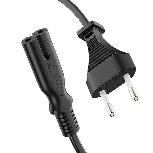 ETEC Kabel zasilający euro, prosta wtyczka euro do prostego gniazda C7 IEC, kabel sieciowy do urządzeń domowych, 1,00 m, czarny