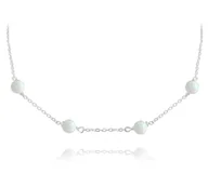 Naszyjniki - MINET Naszyjnik srebrny z białymi opalami - miniaturka - grafika 1