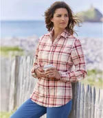 Bluzki damskie - Flanelowa koszula w kratę Kobieta Atlas For Men - Kolor : Krata - Rozmiar : 36/38 - miniaturka - grafika 1