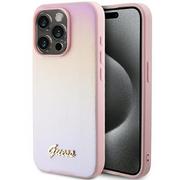 Etui i futerały do telefonów - Guess GUHCP15XPSAIRSP etui obudowa pokrowiec do iPhone 15 Pro Max 6.7" różowy/pink hardcase Saffiano Iridescent Script - miniaturka - grafika 1