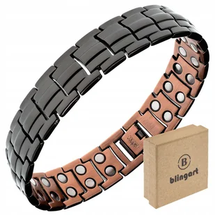 Bransoletka magnetyczna miedziana męska zdrowotna czarna szeroka BLINGART - Bransolety męskie - miniaturka - grafika 1
