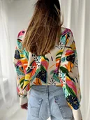 Bluzy damskie - Young Heart / bawełniana bluza z printem jungle - miniaturka - grafika 1