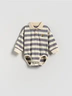 Body - Reserved - Bawełniane body polo - fioletowy - miniaturka - grafika 1