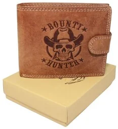 Portfel Męski Skórzany Peterson Skóra Naturalna Duży Poziomy Z Zapięciem Dwa Skrzydełka N992 BRĄZOWY "BOUNTY HUNTER" - Portfele - miniaturka - grafika 1