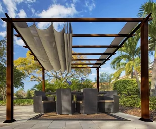 Pergola ogrodowa 3,5x5m tarasowa Paragon Outdoor ciemnobrązowa - Kratki i pergole - miniaturka - grafika 1