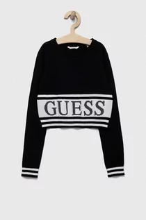 Swetry dla dziewczynek - Guess sweter dziecięcy kolor czarny lekki - grafika 1