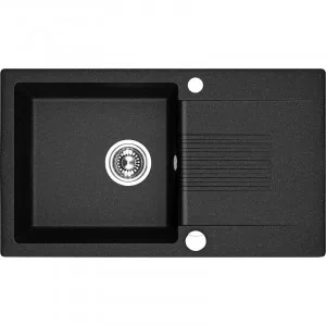 Laveo SBC 711T Zlewozmywak granitowy1 komora z ociekaczem Wymiary 440x760x185 mm Wymiar szafki 500 mmWyko$586czenie czarneW zestawie z syfonem Space Saving i korkiem automatycznym - Zlewozmywaki - miniaturka - grafika 1