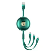 Kable USB - USAMS Kabel U69 3w1 1m zielony/green (lightning/microUSB/USB-C) SJ508USB03 (US-SJ508) - miniaturka - grafika 1