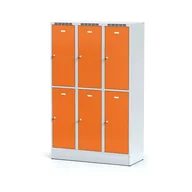 Szafki BHP - Metalowa szafka ubraniowa 6-drzwiowa na cokole, drzwi pomarańczowe, zamek cylindryczny - miniaturka - grafika 1