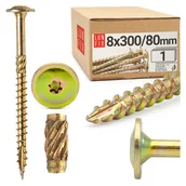 Wkręty - Wkręty ciesielskie z łbem talerzowym 8x300mm 1szt. - miniaturka - grafika 1