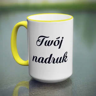 Duży kubek XXL z żółtym uszkiem z Twoim nadrukiem - Kubki - miniaturka - grafika 1