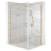 Kabiny prysznicowe - Kabina prysznicowa prostokątna uchylne złota 110x90cm szkło 6mm + powłoka - miniaturka - grafika 1