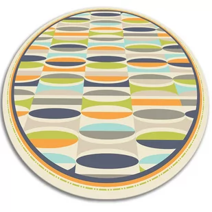 Dywan okrągły winylowy do domu okrągła geometryczne owale fi130 cm - Dywany - miniaturka - grafika 1
