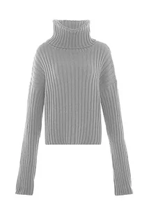 Libbi Blonda damski sweter z golfem z modną talią i długimi rękawami, akryl jasnoszary melanż, rozmiar XL/XXL, jasnoszary melanż, XL - Swetry damskie - miniaturka - grafika 1