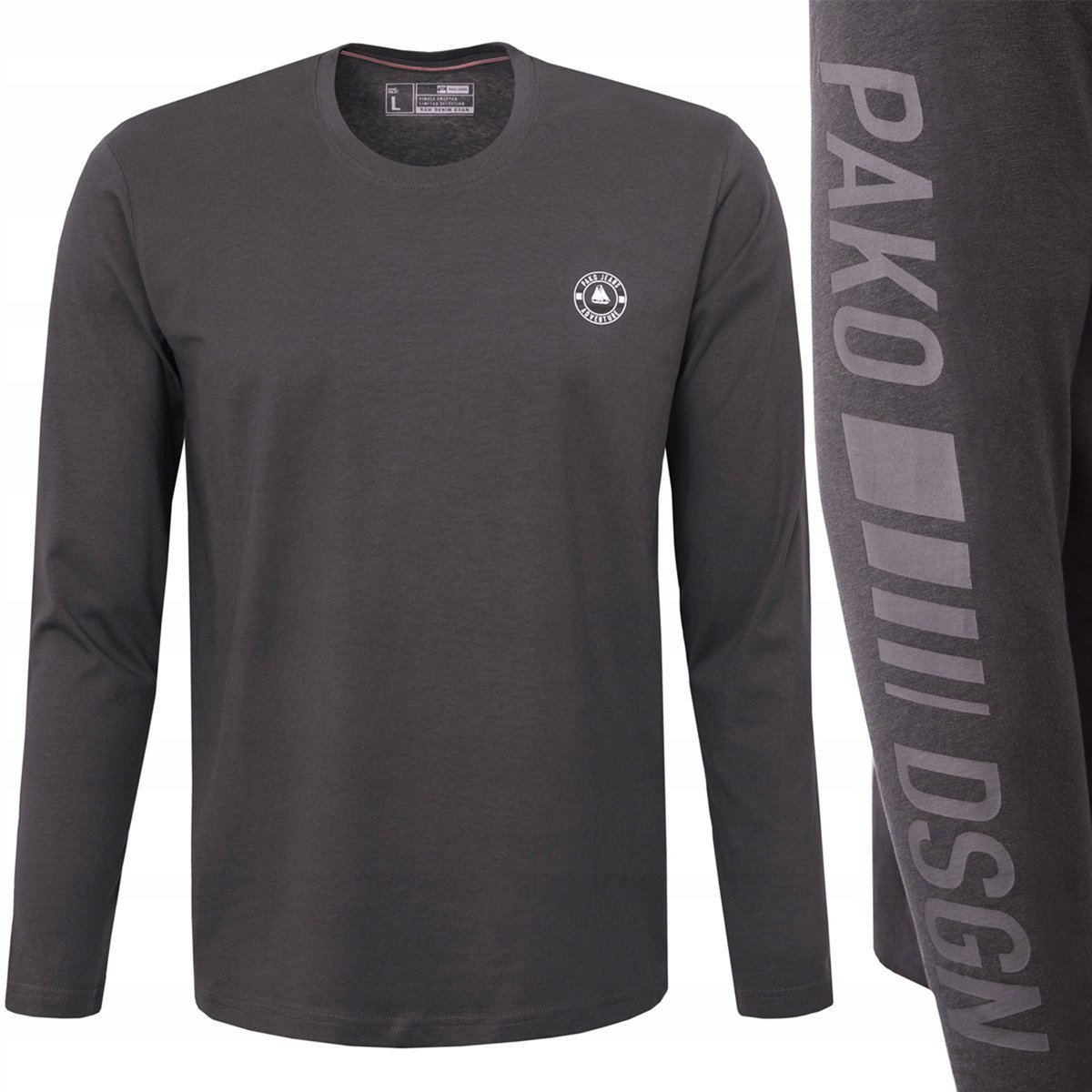 LONGSLEEVE męski koszulka z długim rękawem bawełniana TED grafitowa L
