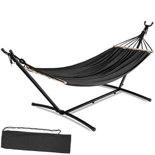 Hamak ogrodowy dwuosobowy ze stelażem di volio Lecco grafitowy - Hamaki - miniaturka - grafika 1