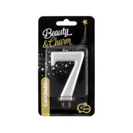 Urodziny dla dorosłych - Godan Świeczka cyferka 7, metalik srebrna PF-SCS7 8cm - miniaturka - grafika 1