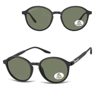 Okulary korekcyjne, oprawki, szkła - Czarne lenonki okulary przeciwsłoneczne z polaryzacją z flexami MP187B - miniaturka - grafika 1