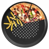 Formy do ciast - Forma do pizzy perforowana blacha z powłoką teflonową czarna 32 cm kod: O-127031 + Sprawdź na SuperWnetrze.pl - miniaturka - grafika 1