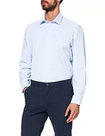 Koszule męskie - Seidensticker Męska koszula biznesowa, bez prasowania, o prostym kroju, krój regular fit, długi rękaw, kołnierz kent, mieszanka syntetyczna, jasnoniebieski, 41 - miniaturka - grafika 1