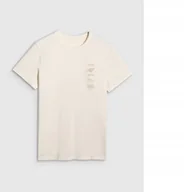 Koszulki męskie - 4F T-SHIRT MĘSKI M2402 KREMOWY L - miniaturka - grafika 1
