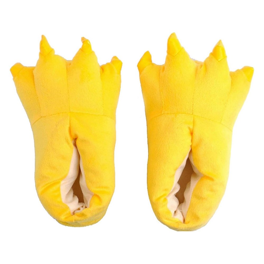 Miękkie Kapcie Dziecięce Łapy 3D Żółte z Pazurami 27-32