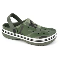 Klapki i japonki damskie - KLAPKI KROKSY buty LEKKIE chodaki zielone moro - Buty Olivier - miniaturka - grafika 1
