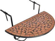 Stoły ogrodowe - Elior Stolik balkonowy z mozaiką w kolorze terakoty - Grenada E8428 - miniaturka - grafika 1