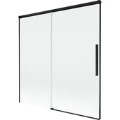 Parawany nawannowe - Mexen Rox parawan nawannowy 2-skrzydłowy rozsuwany 160 x 150 cm, transparent, czarny - 8C9-160-001-70-00 - miniaturka - grafika 1
