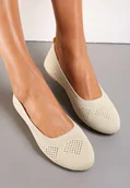 Baleriny - Beżowe Ażurowe Balerinki z Okrągłym Noskiem Siotte - miniaturka - grafika 1