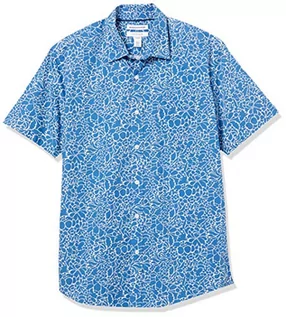 Koszule męskie - Amazon Essentials męska koszula popelinowa z krótkim rękawem, regularny krój, granatowa, kwiatowa, XL - grafika 1