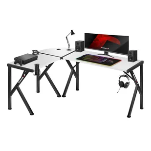 HUZARO Ultra nowoczesne narożne biurko gamingowe Hero 6.3 białe Hero 6.3 white - Biurka gamingowe - miniaturka - grafika 31