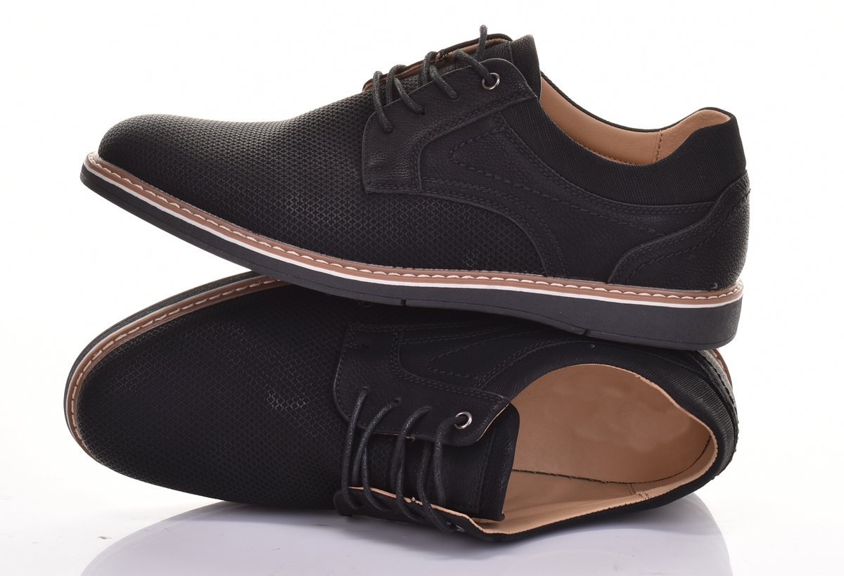 PÓŁBUTY MĘSKIE ELEGANCKIE WYGODNE BUTY WIZYTOWE KLASYCZNE CZARNE