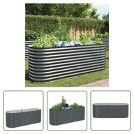 Donice - The Living Store Podwyższona donica z galwanizowanej stali - 240x80x81 cm - szara - Podwyższona Donica - miniaturka - grafika 1