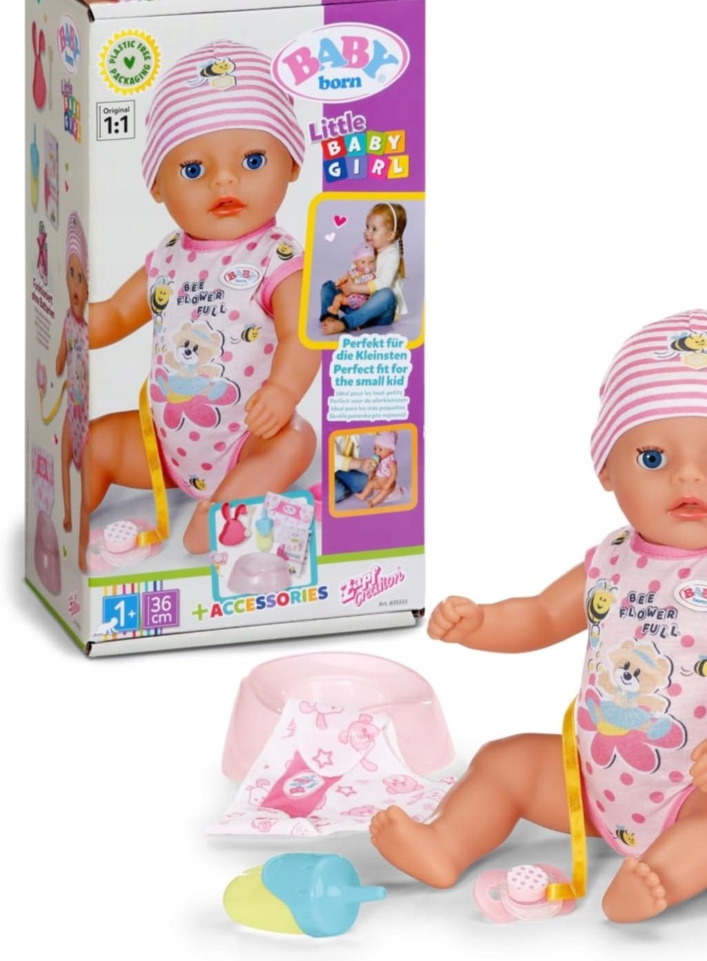 Lalka Dziecięca Wielokolorowa 36 CM Z Trwałego Tworzywa Sztucznego