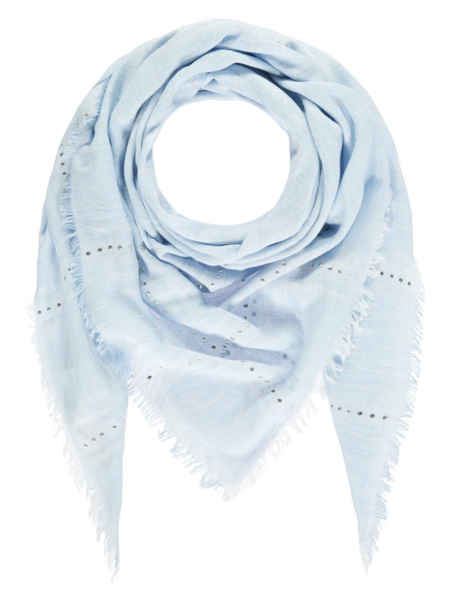 Damski szalik lekki jaquard z nitami niebieski Passigatti