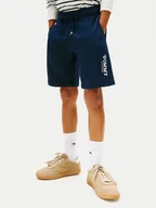 Spodenki damskie - Tommy Hilfiger Szorty sportowe Monotype Print KB0KB10023 Granatowy Regular Fit - miniaturka - grafika 1