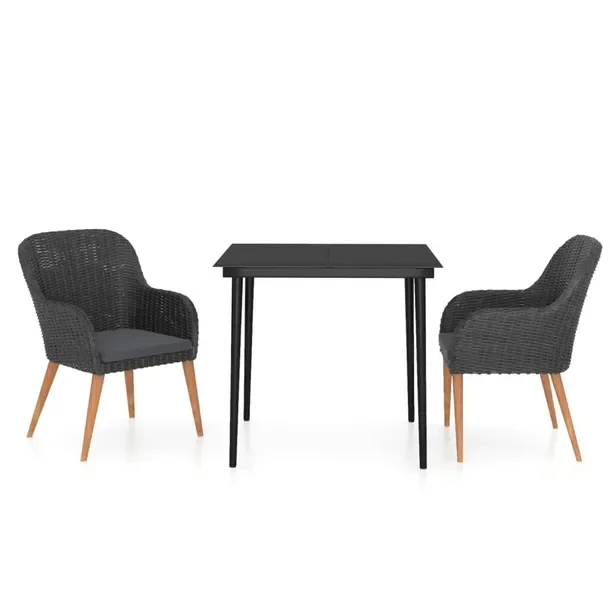 Zestaw ogrodowy rattanowy 80x80 czarny/ ciemnoszary