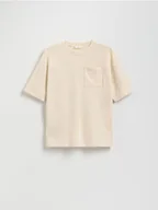 Koszulki dla chłopców - Reserved - T-shirt oversize - beżowy - miniaturka - grafika 1
