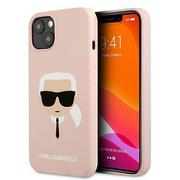 Etui i futerały do telefonów - Karl Lagerfeld Silicone Ikonik Karl`s Head - Etui iPhone 13 Mini (różowy) KLHCP13SSLKHLP - miniaturka - grafika 1